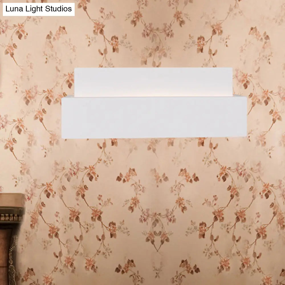 Simple Style White Rectangular Wall Washer Light For Bedroom - Plaster Mounted Lamp