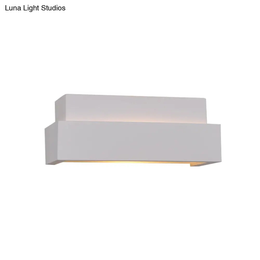 Simple Style White Rectangular Wall Washer Light For Bedroom - Plaster Mounted Lamp