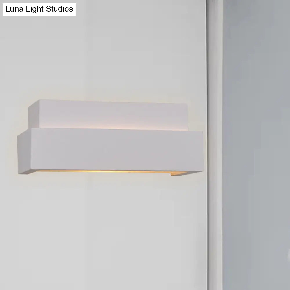 Simple Style White Rectangular Wall Washer Light For Bedroom - Plaster Mounted Lamp