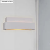 Simple Style White Rectangular Wall Washer Light For Bedroom - Plaster Mounted Lamp