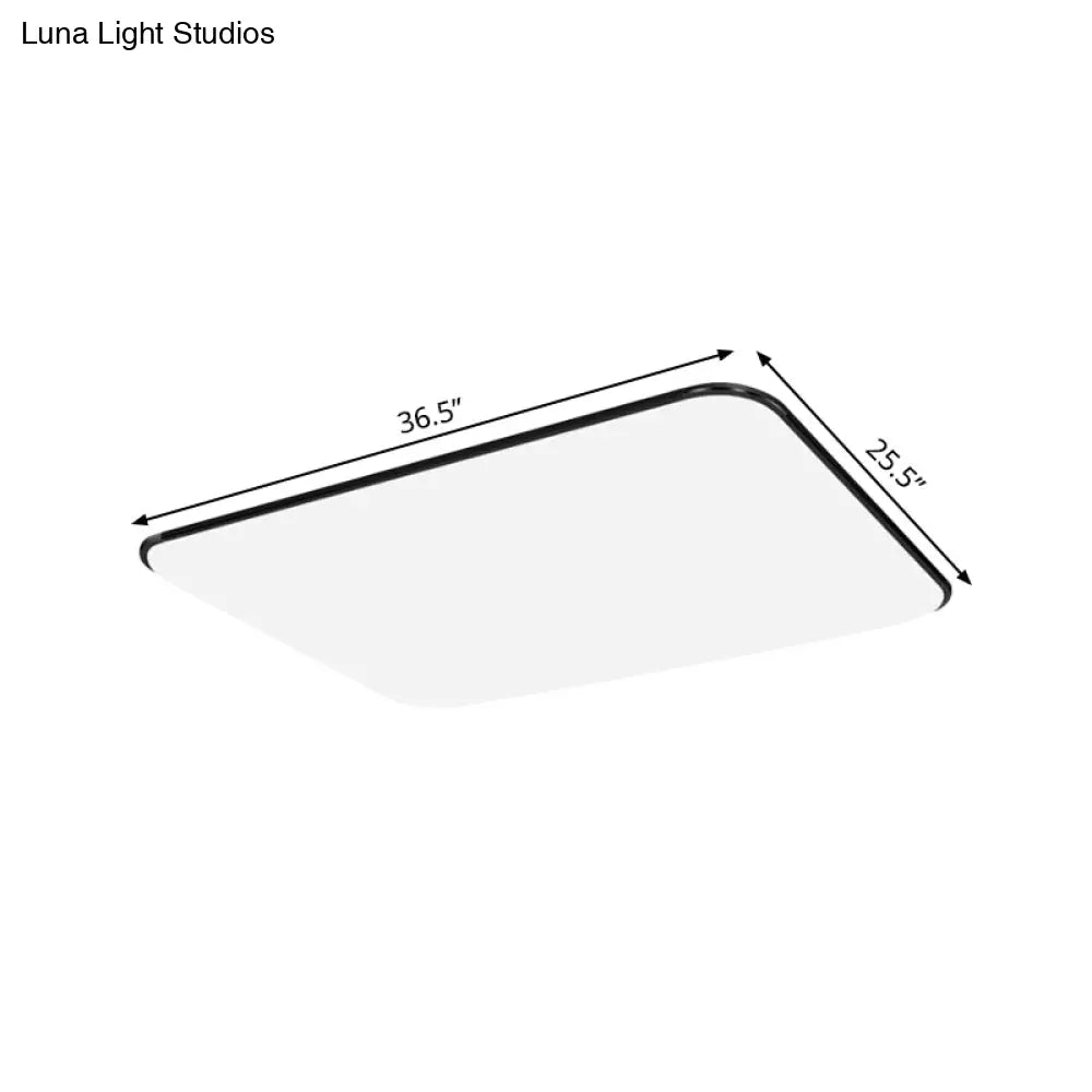 Simple Stylish Rectangular Led Ceiling Light In White – 25.5’/32’ Diameter - Ideal For Bedroom