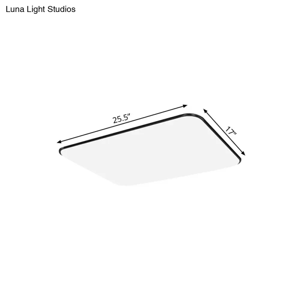 Simple Stylish Rectangular Led Ceiling Light In White – 25.5’/32’ Diameter - Ideal For Bedroom