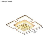 Simple White Acrylic Square Flushmount Light - 21.5’/25.5’ Width Led Flush Mount Lamp In