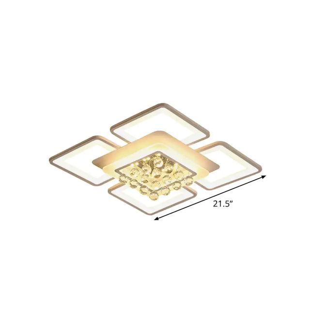 Simple White Acrylic Square Flushmount Light - 21.5/25.5 Width Led Flush Mount Lamp In Warm/White