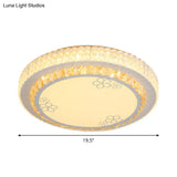 Simple White Crystal Flushmount Led Ceiling Light - Warm/White Lighting For Bedroom