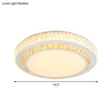 Simple White Crystal Flushmount Led Ceiling Light - Warm/White Lighting For Bedroom