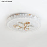 Simple White Crystal Flushmount Led Ceiling Light - Warm/White Lighting For Bedroom