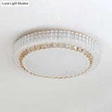 Simple White Crystal Flushmount Led Ceiling Light - Warm/White Lighting For Bedroom