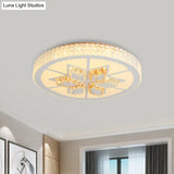 Simple White Crystal Flushmount Led Ceiling Light - Warm/White Lighting For Bedroom