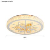 Simple White Crystal Flushmount Led Ceiling Light - Warm/White Lighting For Bedroom