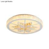 Simple White Crystal Flushmount Led Ceiling Light - Warm/White Lighting For Bedroom