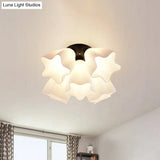 Simple White Glass Semi Flush Mount Light With 3/5 Bulbs - Ideal Bedroom Ceiling Lighting Fixture