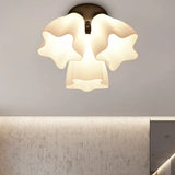 Simple White Glass Semi Flush Mount Light With 3/5 Bulbs - Ideal Bedroom Ceiling Lighting Fixture 3