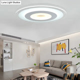 Simple White Led Bedroom Flush Mount Ceiling Light With Round Acrylic Shade