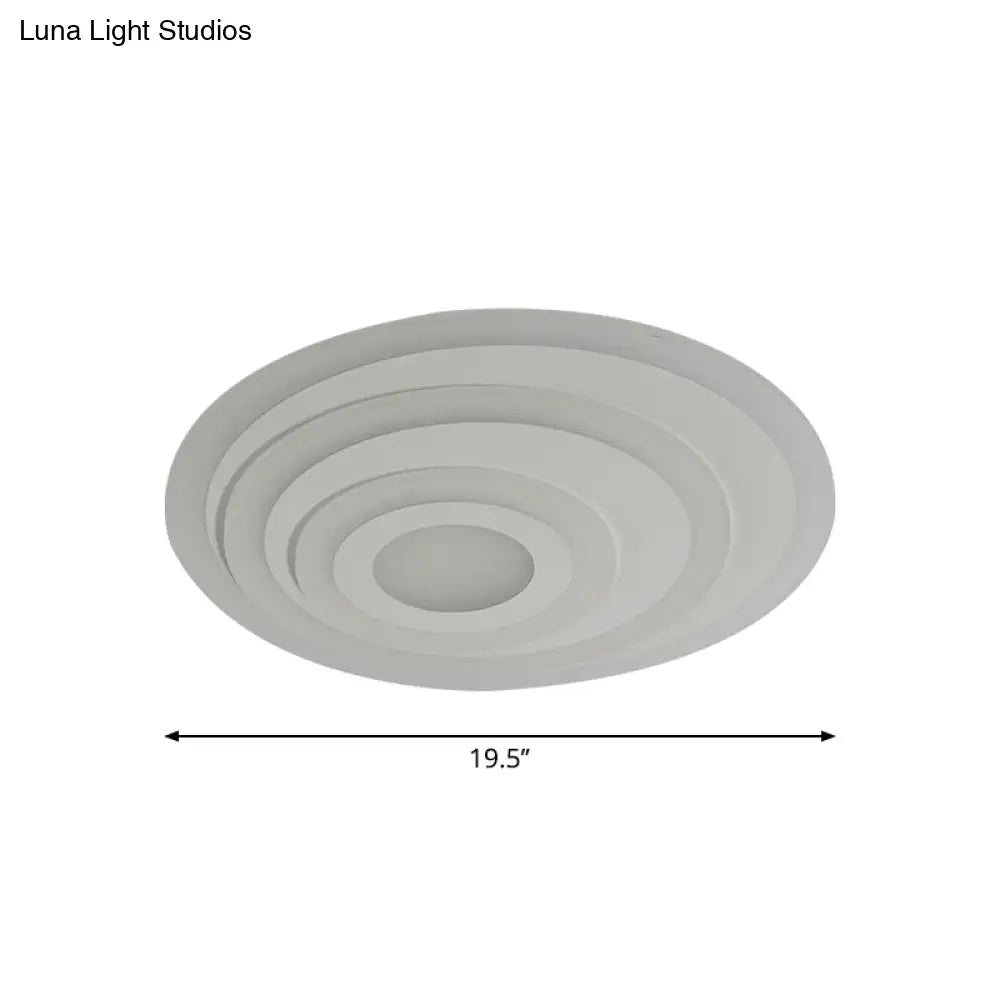 Simple White Led Flush Ceiling Light - 19.5’/31.5’/39’ Wide Warm/White