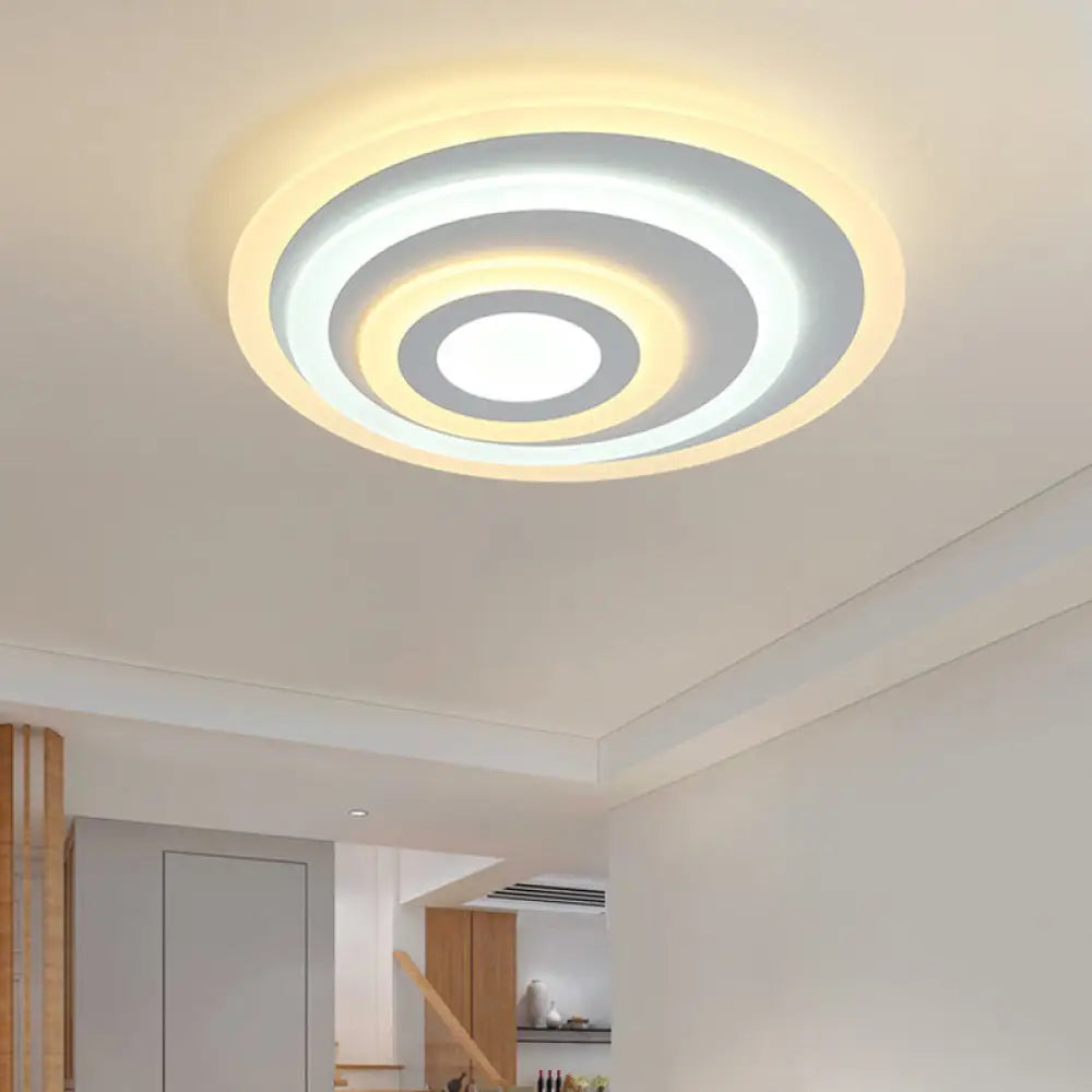 Simple White Led Flush Ceiling Light - 19.5/31.5/39 Wide Warm/White