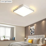 Simple White Led Flush Mount Light For Bedroom Ceiling - 16’/19.5’/35.5’ Wide
