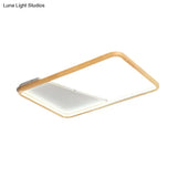 Simple Wooden Rectangular Led Flush Mount Ceiling Light - 13’/17’/21’ Wide