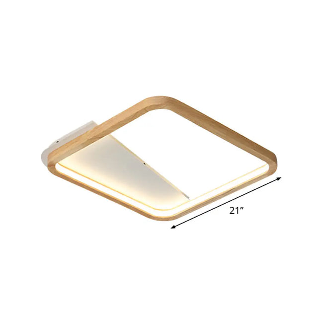 Simple Wooden Rectangular Led Flush Mount Ceiling Light - 13/17/21 Wide