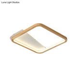 Simple Wooden Rectangular Led Flush Mount Ceiling Light - 13’/17’/21’ Wide