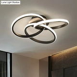 Simplicity Acrylic Led Ceiling Mounted Light - Interlocking Rings Flushmount Lighting For Bedroom