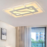 Simplicity Acrylic Led Flush Mount Ceiling Light - Rectangular Wide In White With Warm/White