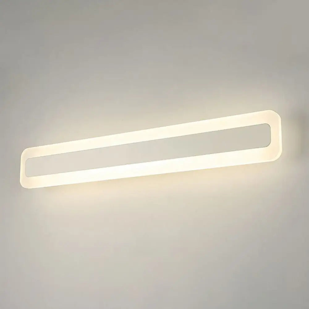 Simplicity Acrylic Led Vanity Light: Rectangular Wall Sconce For White Bathroom Lighting