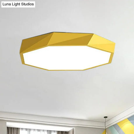 Simplicity Acrylic Octagonal Flush Ceiling Light - Led Mount Fixture For Bedrooms Yellow / Small