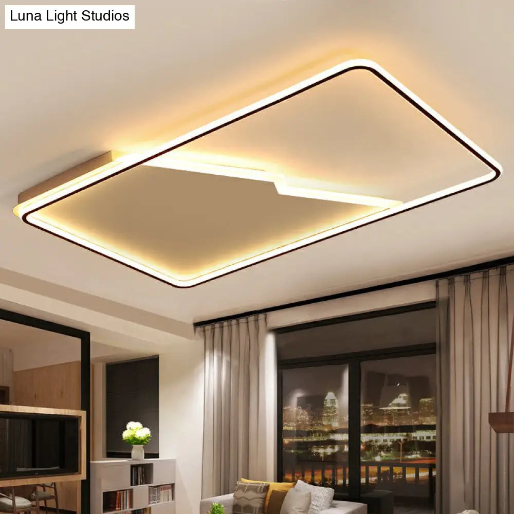Simplicity Acrylic Rectangle Flush Mount Led Light - White Ceiling Fixture For Bedroom