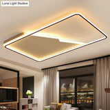 Simplicity Acrylic Rectangle Flush Mount Led Light - White Ceiling Fixture For Bedroom