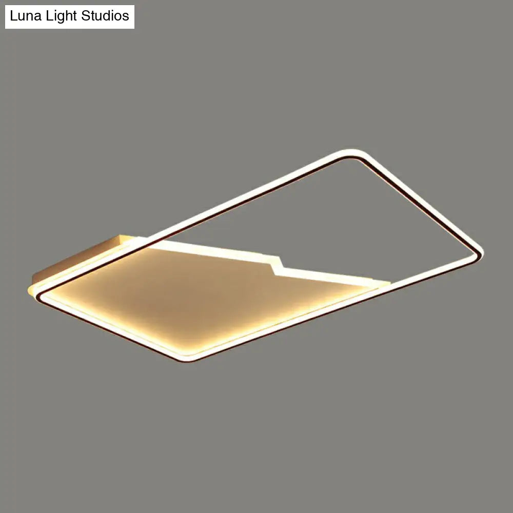 Simplicity Acrylic Rectangle Flush Mount Led Light - White Ceiling Fixture For Bedroom / 37.5 Warm