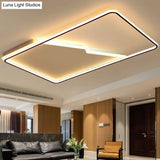 Simplicity Acrylic Rectangle Flush Mount Led Light - White Ceiling Fixture For Bedroom