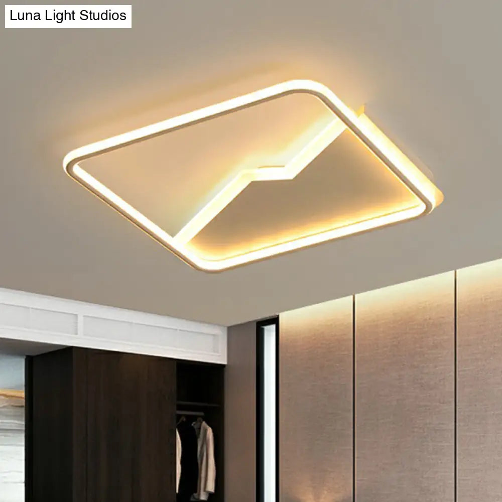 Simplicity Acrylic Rectangle Flush Mount Led Light - White Ceiling Fixture For Bedroom