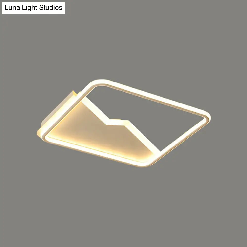 Simplicity Acrylic Rectangle Flush Mount Led Light - White Ceiling Fixture For Bedroom / 18 Warm