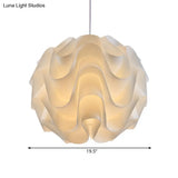 Simplicity Acrylic Single Light White Drop Pendant - Meringue Hanging Ceiling 7’/9’/12’ Wide