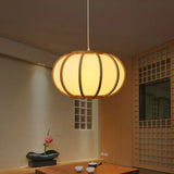 Simplicity Bamboo Curved Drum Suspension Pendant Light - 1-Light Tea Room Wood Design / B