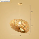 Simplicity Bamboo Pendant Light - 1-Light Wood Woven Suspension Lighting For Tea Room