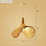 Simplicity Bamboo Pendant Light - 1-Light Wood Woven Suspension Lighting For Tea Room