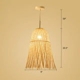 Simplicity Bamboo Pendant Light - 1-Light Wood Woven Suspension Lighting For Tea Room / D