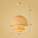 Simplicity Bamboo Pendant Light - 1-Light Wood Woven Suspension Lighting For Tea Room / I