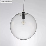 Simplicity Black Single-Bulb Cafe Pendant Lamp - 8’/10’/12’ W Clear Glass Shade