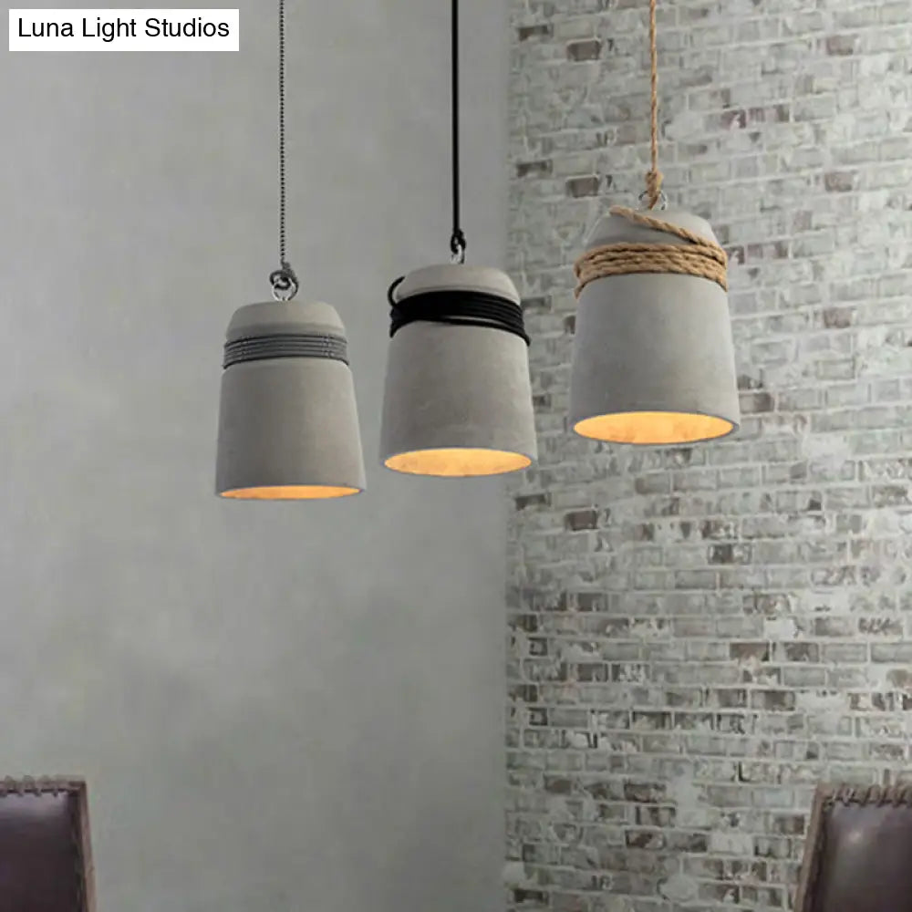 Simplicity Cement Pendant Light With Bell Suspension - Perfect For Dining Room Or Ceiling Lighting