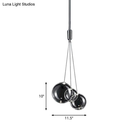 Simplicity Chrome Suspension Lamp With Clear Glass Shades For Restaurants - Set Of 3 Lights