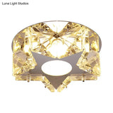 Simplicity Crystal Block Stainless - Steel Circle/Star Led Flush Mount Ceiling Light For Corridor