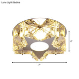 Simplicity Crystal Block Stainless - Steel Circle/Star Led Flush Mount Ceiling Light For Corridor