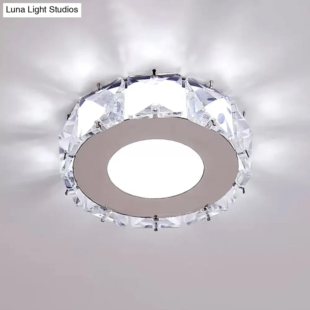 Simplicity Crystal Block Stainless - Steel Circle/Star Led Flush Mount Ceiling Light For Corridor