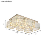 Simplicity Crystal Flush Light Fixture With Chrome Ceiling Mount - 4/6 Heads For Living Room