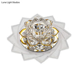 Simplicity Crystal Lotus Led Flush Mount Ceiling Light In Clear Ideal For Corridors
