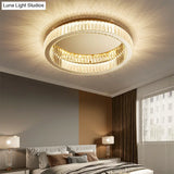 Simplicity Crystal Prism Led Brass Finish Ceiling Lamp - Flush Mount Lighting