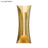 Simplicity Curled Metal Wall Mount Sconce With Dual Heads 13/21/30 H Brass/Gold/Natural Wood Finish